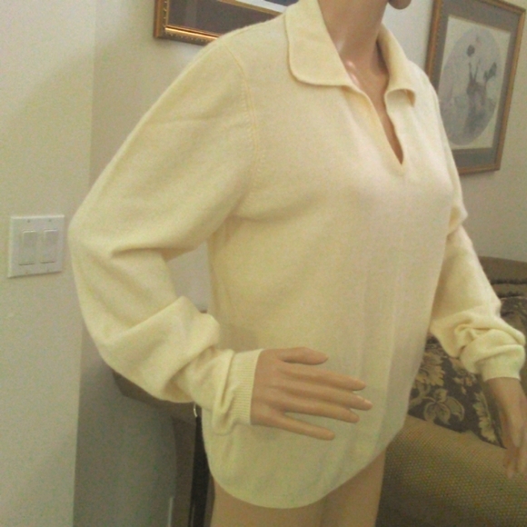 BNWOT 100% 2 PLY CASHMERE SWEATER BY CHARTER CLUB YELLOW PULLOVER SZ.XL LUXURIOU - Picture 2 of 10